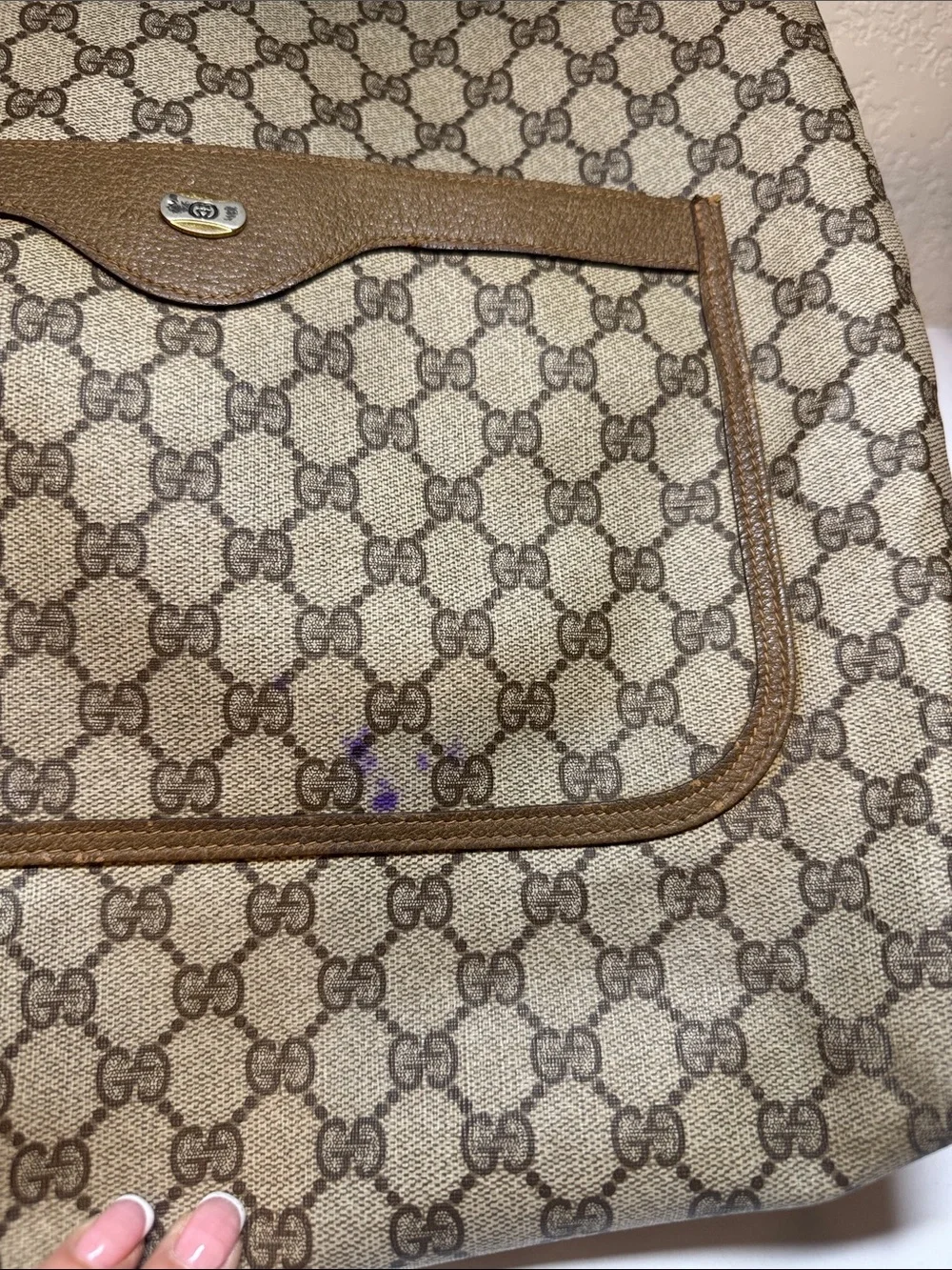 Gucci Beige/Tan GG Canvas Tote with Green & Red Web Strap